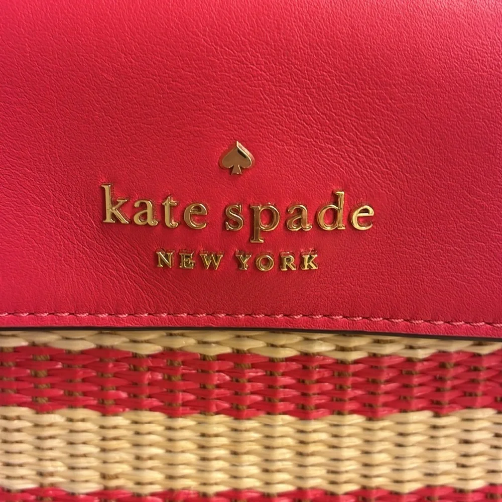 NWOT Kate Spade Straw Satchel Crossbody
Bag Pink/ Cream - Picture 3 of 11